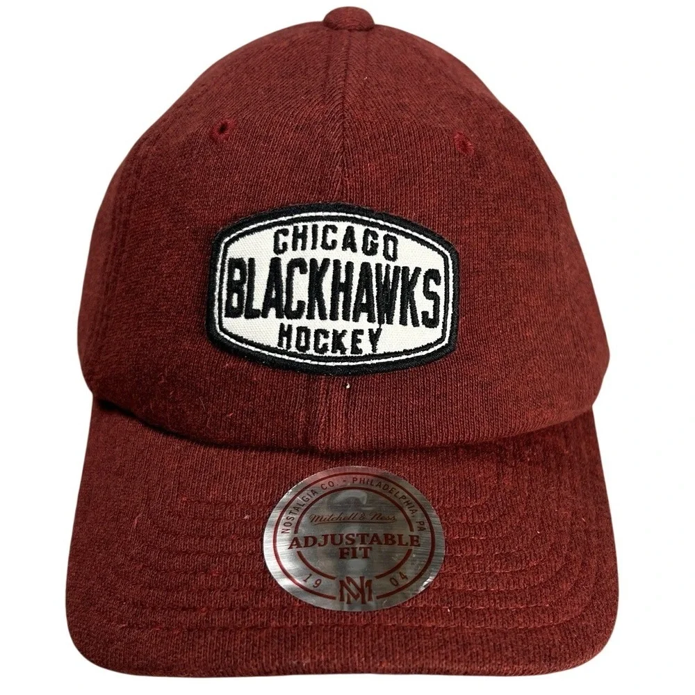 Mitchell & Ness Chicago Blackhawks NHL Snapback Hat Maroon Wool Blend Adjustable